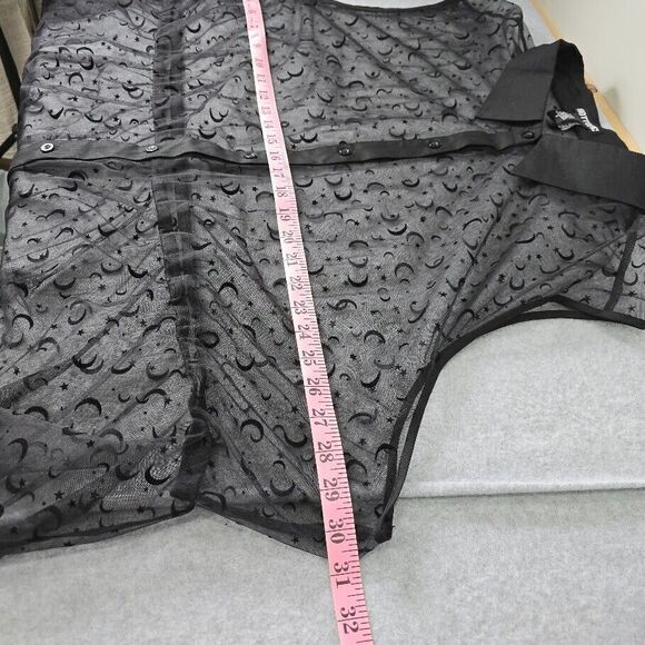 Hot Topic Mini Dress 5 Black Sheer Mesh Celestial Cosmic Witchy Goth Holiday - Picture 7 of 10